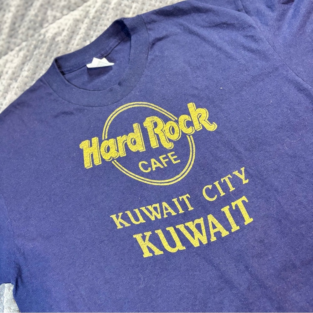 Hard Rock Cafe Kuwait City Kuwait T Shirt Navy Blue Graphic‎ Tee Mens XL